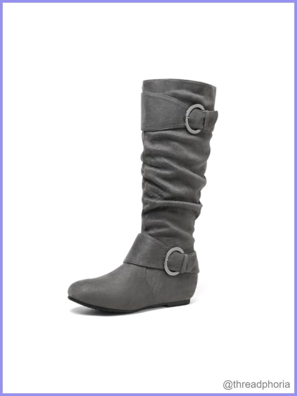 Women's Knee High Faux Suede Boots Faux Fur Lined Hidden Wedge Winter